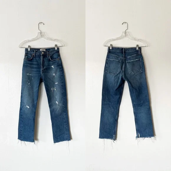 AGOLDE Blue Distressed Jamie High Rise Feel Good In Lowdown